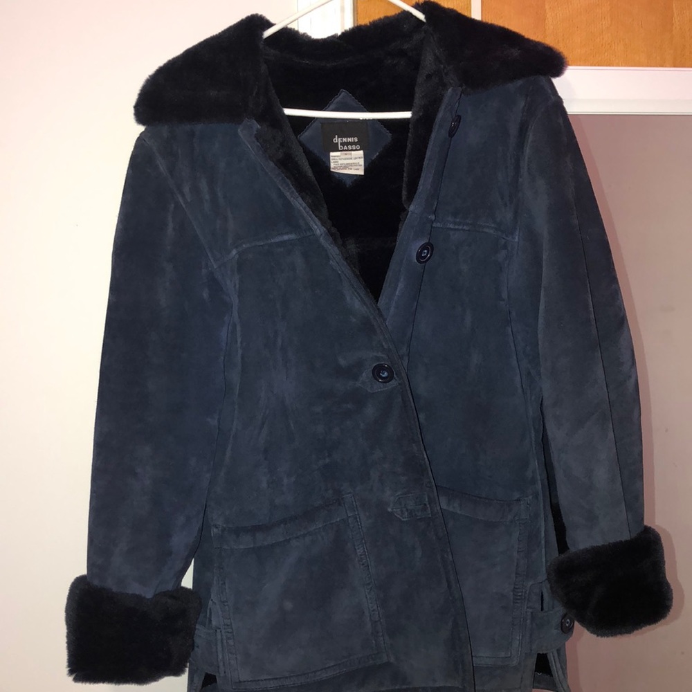 Designer Leather Dennis Basso Coat